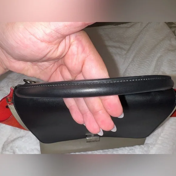Céline Trapeze Bag Tri-Color Leather & Suede (Black/Grey/Red) W/COA - Picture 8 of 14
